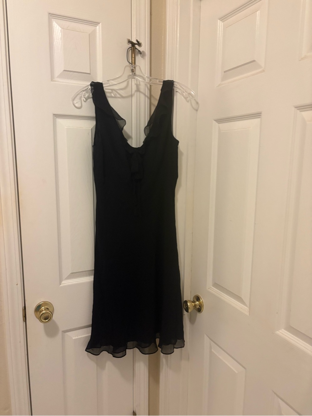 Ann Taylor Black Sleeveless Ruffle-Trim Dress